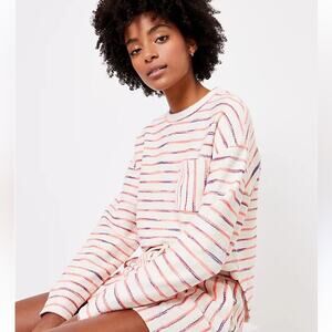 Lou & Grey 🆕 NWT Neon Striped Terry Pocket Top Size M